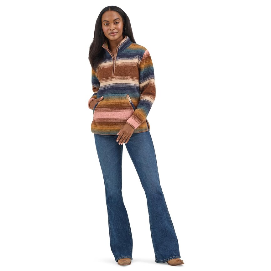 Retro Sherpa Zip Pullover - Serape