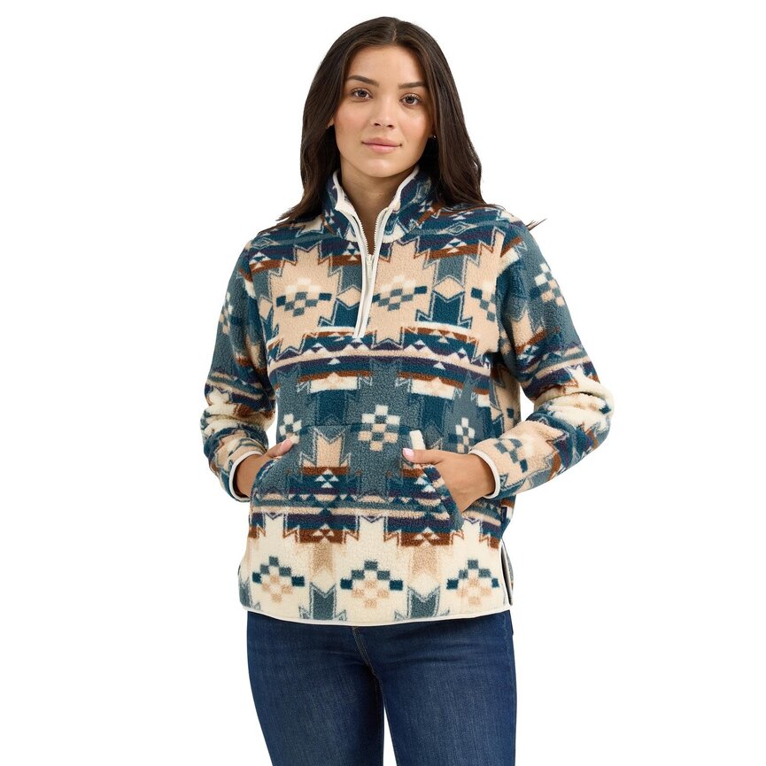 Retro Western Vintage Pullover - Aztec Blue