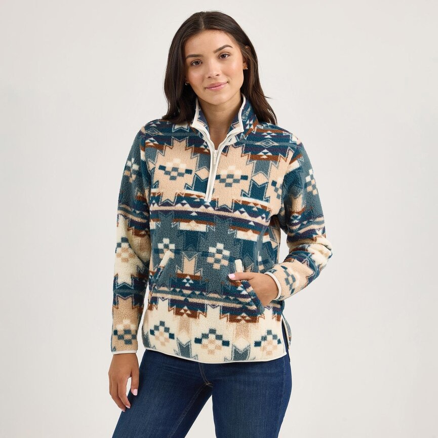 Retro Western Vintage Pullover - Aztec Blue