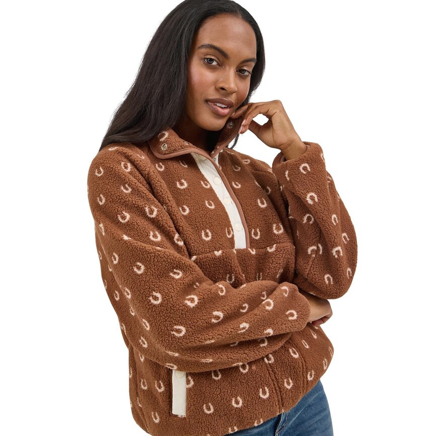 Retro Sherpa Snap Pullover - Horseshoe Brown