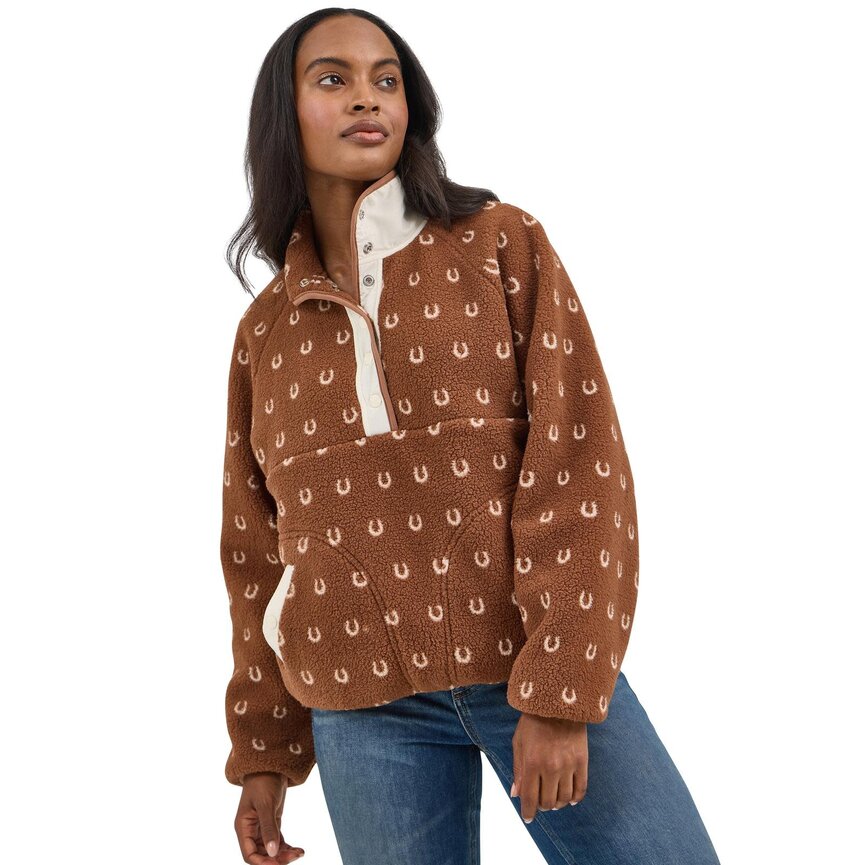 Retro Sherpa Snap Pullover - Horseshoe Brown