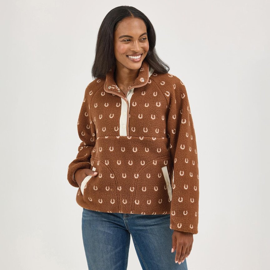 Retro Sherpa Snap Pullover - Horseshoe Brown