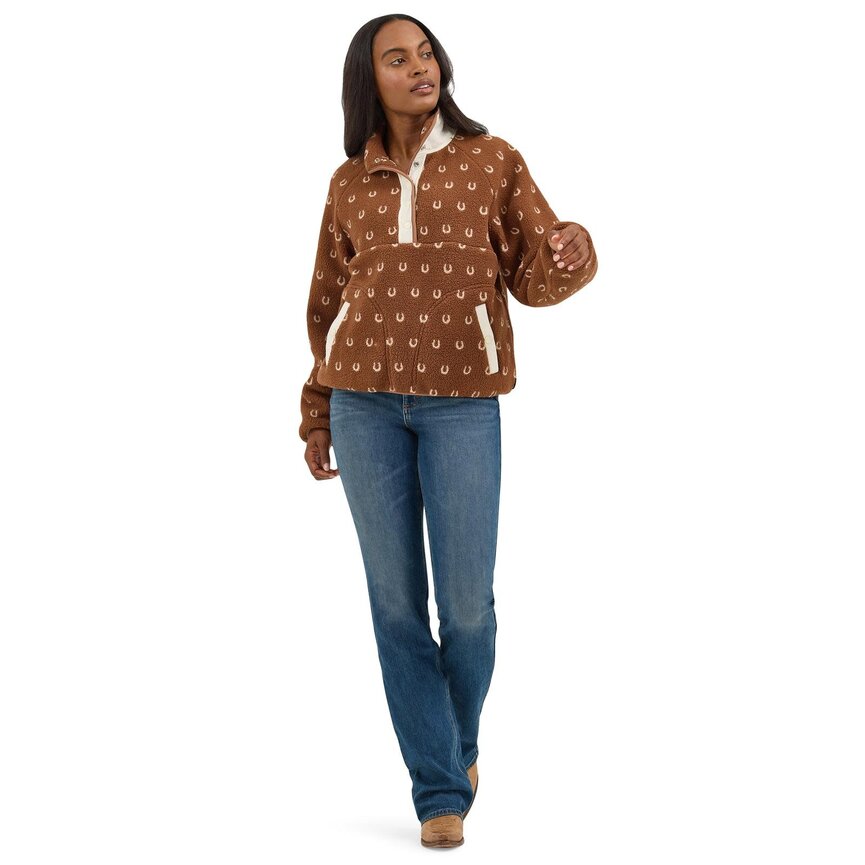 Retro Sherpa Snap Pullover - Horseshoe Brown