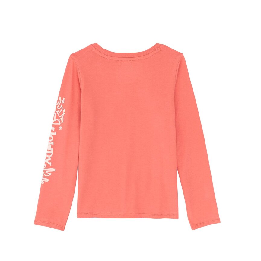Girls Long Sleeve Graphic T-Shirt - Coral