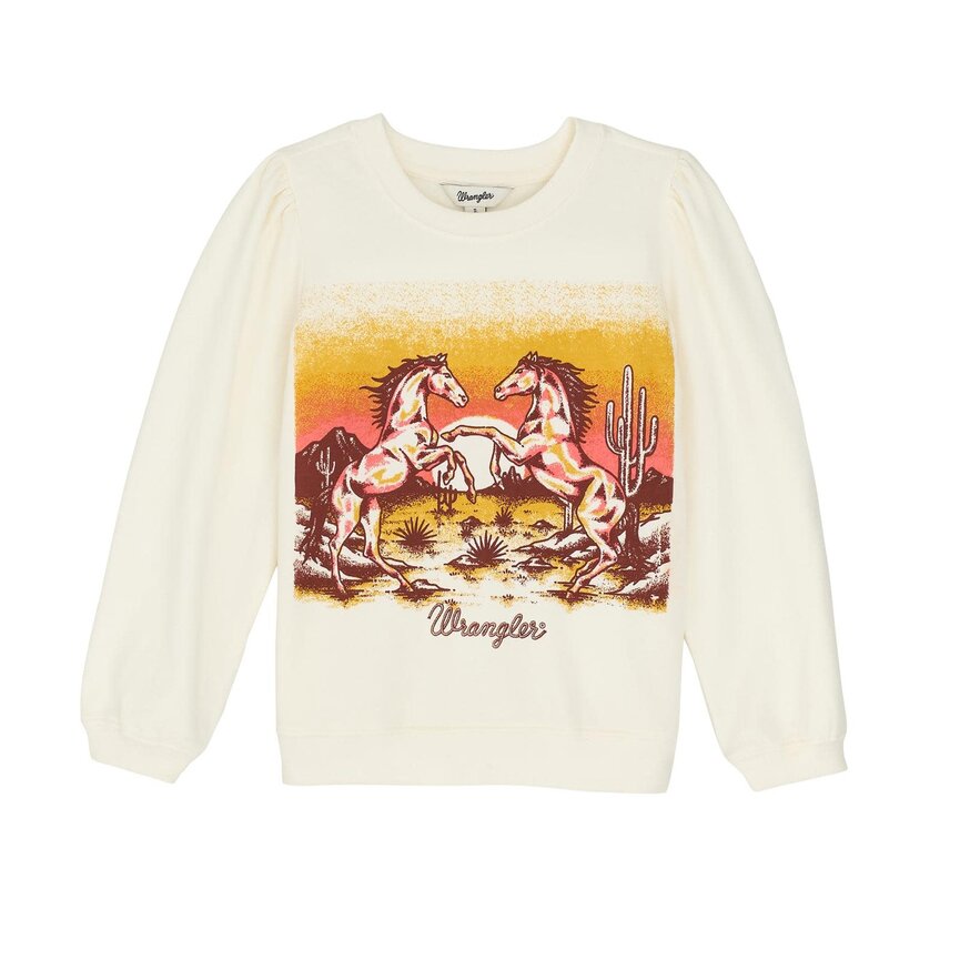 Girls Sweatshirt Crew - White