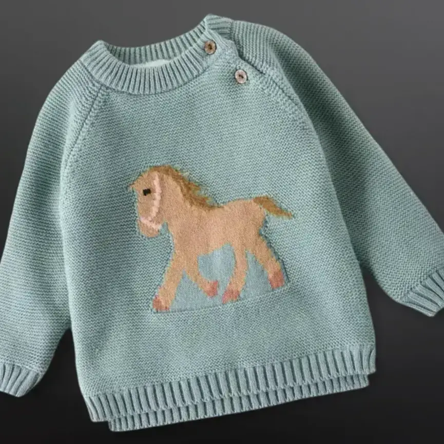 Equestrian Western Horse Knit Baby Sweater