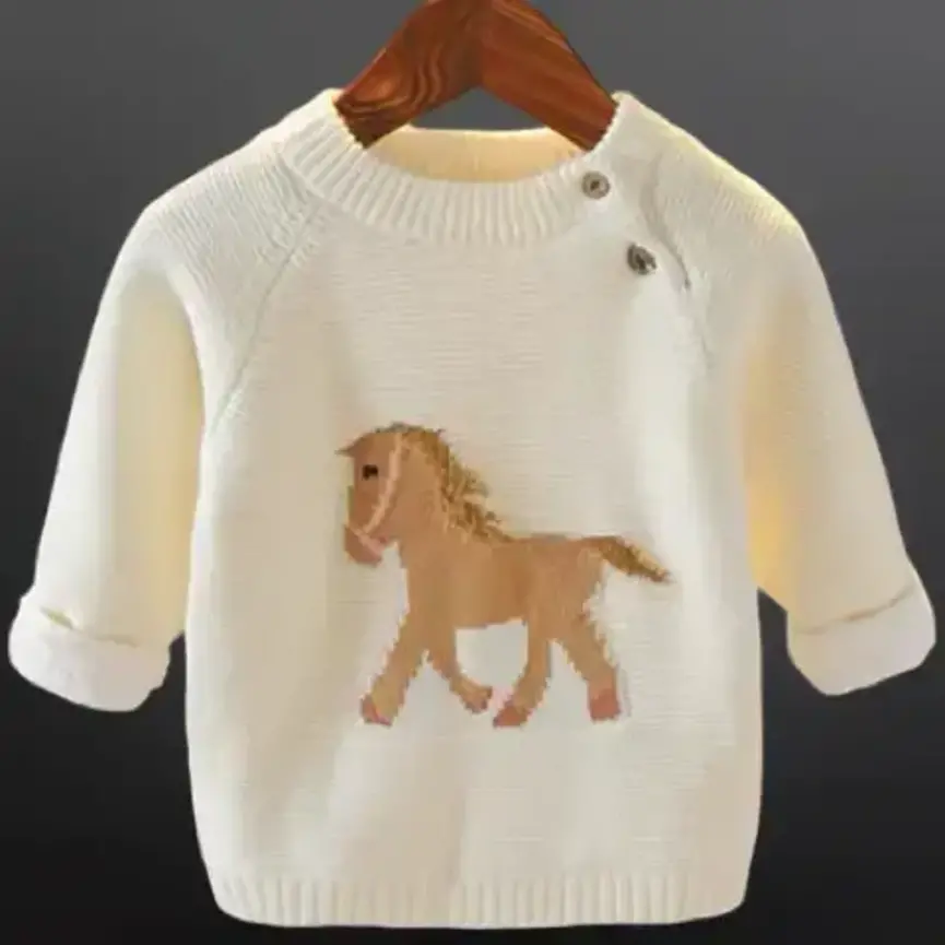 Equestrian Western Horse Knit Baby Sweater