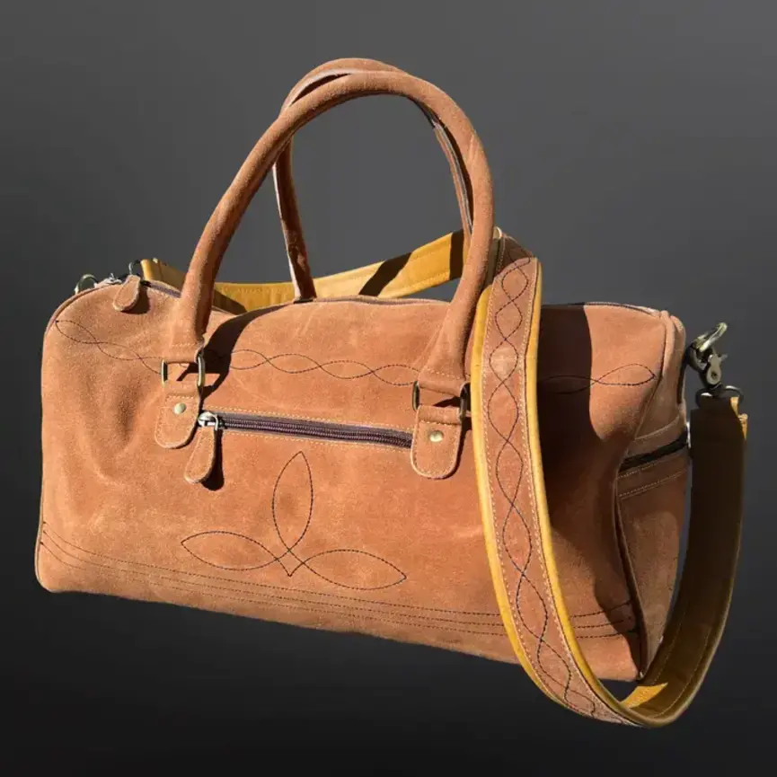 Buckskin Suede Boot Stitch Leather Duffle Bag