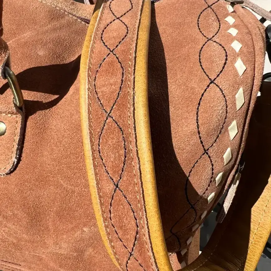 Buckskin Suede Boot Stitch Leather Duffle Bag