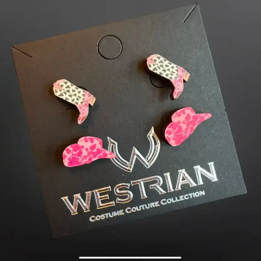 Western Cowgirl Wood Earrings Set of Two Pair (Assorted)