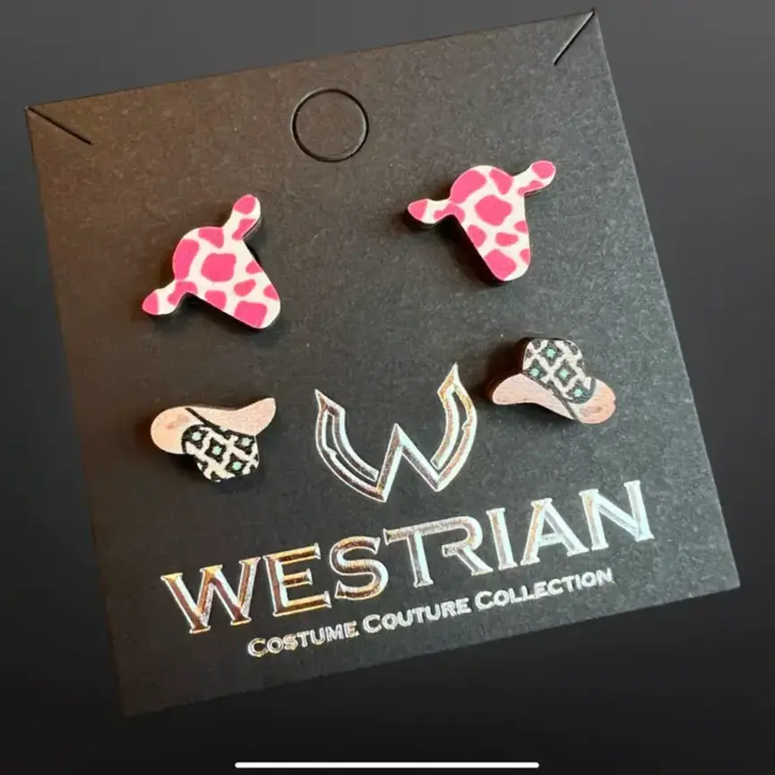 Western Cowgirl Wood Earrings Set of Two Pair (Assorted)