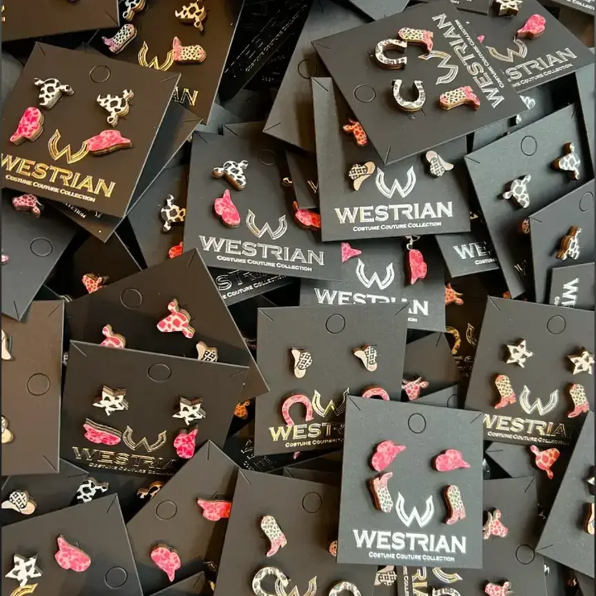 Western Cowgirl Wood Earrings Set of Two Pair (Assorted)