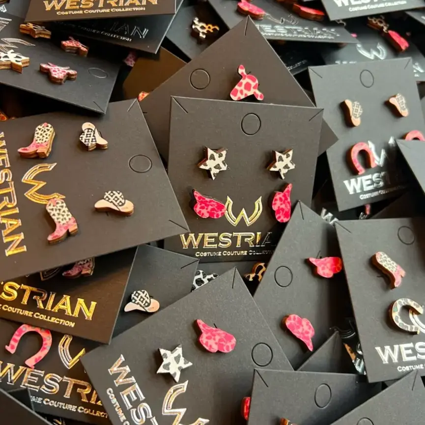 Western Cowgirl Wood Earrings Set of Two Pair (Assorted)