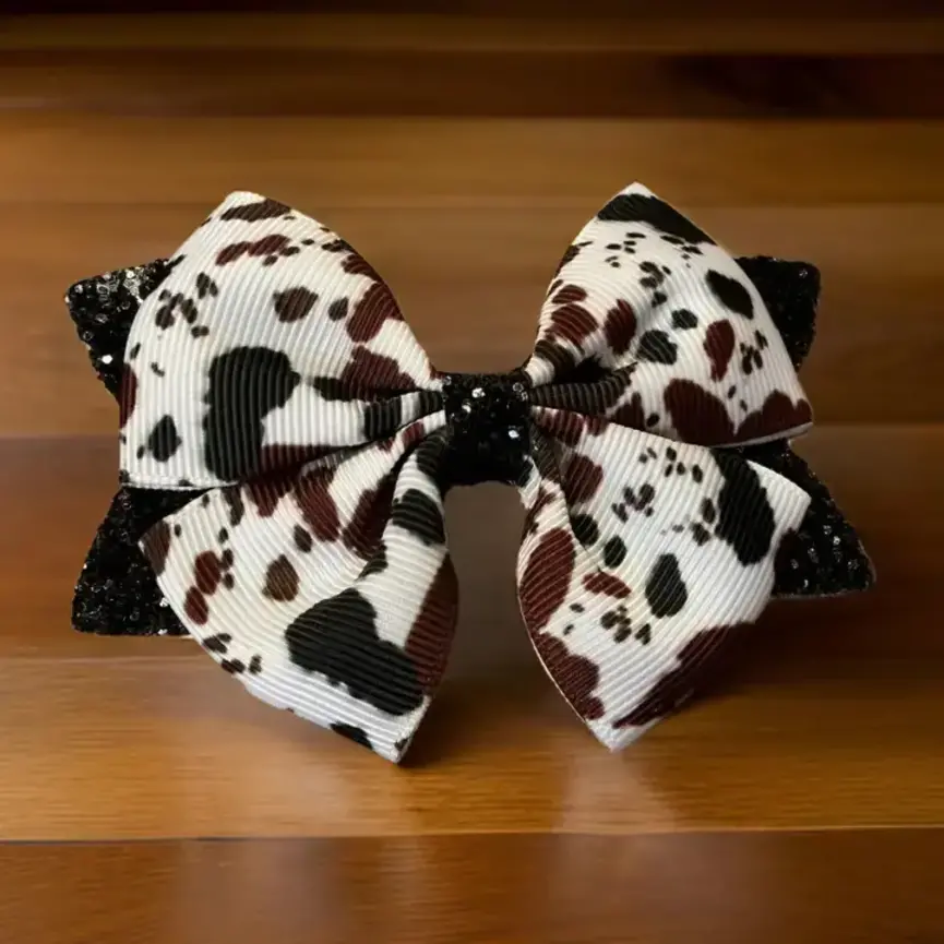 Western Cow Print Hair Bow
