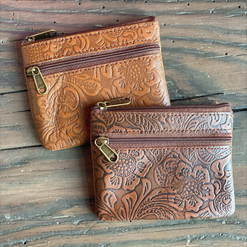Embossed Leather Coin Purse