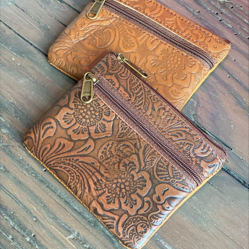 Embossed Leather Coin Purse