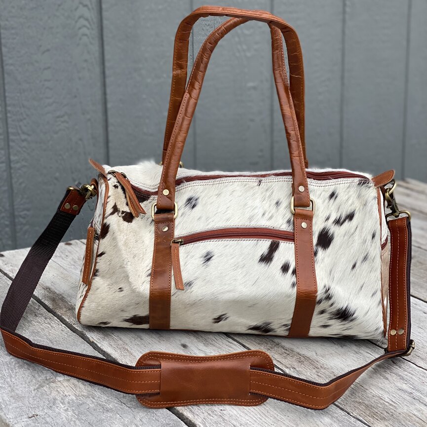 Genuine Cowhide Leather Duffle Bag - Travel Bag
