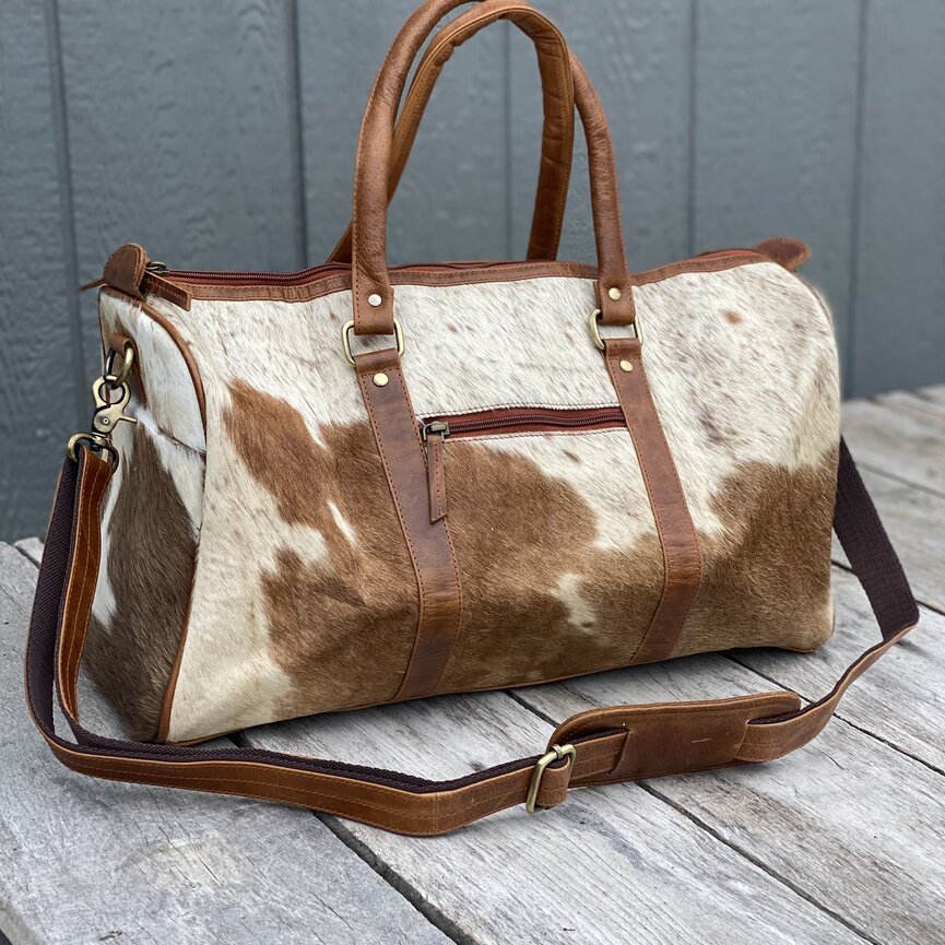 Genuine Cowhide Leather Duffle Bag - Travel Bag