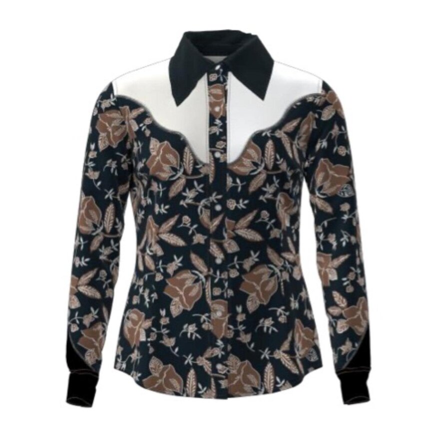 Lainey Wilson Long Sleeve Shirt - Folk Floral - Black