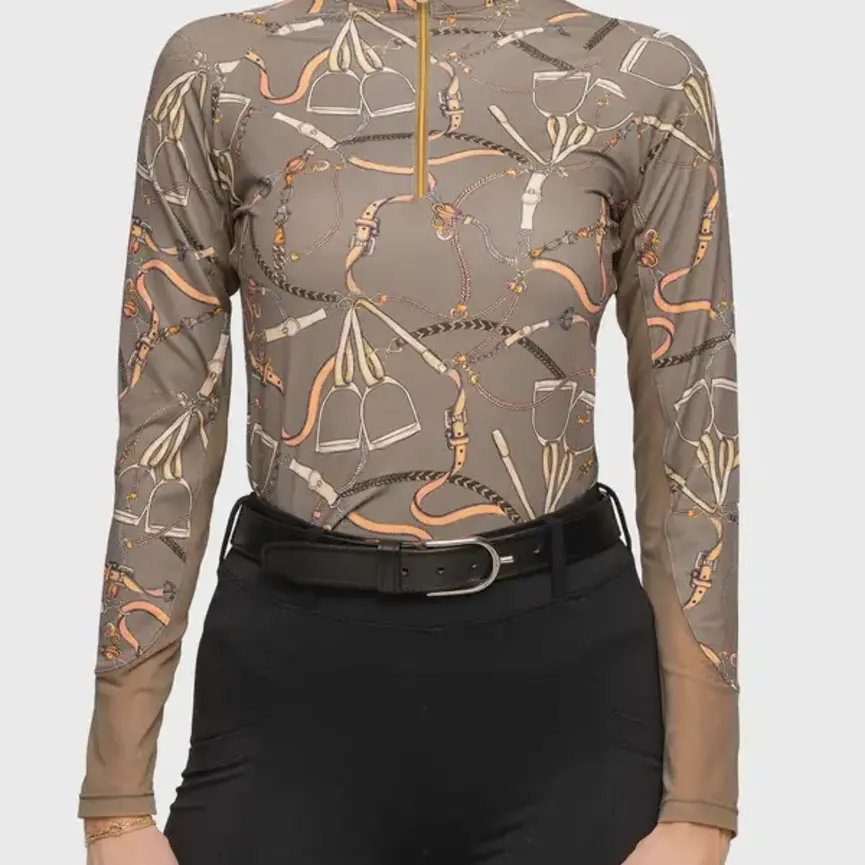 Long Sleeve Taupe Belts 1/4 Zip