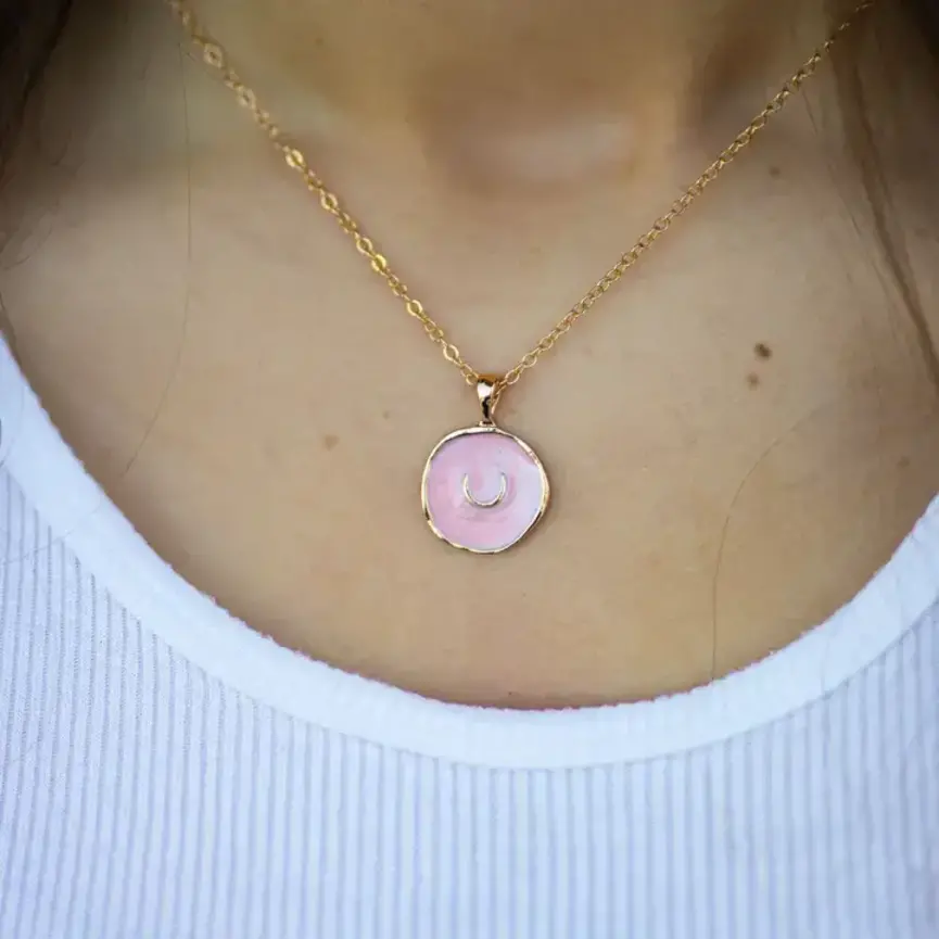 Pink Horseshoe Pendant Necklace