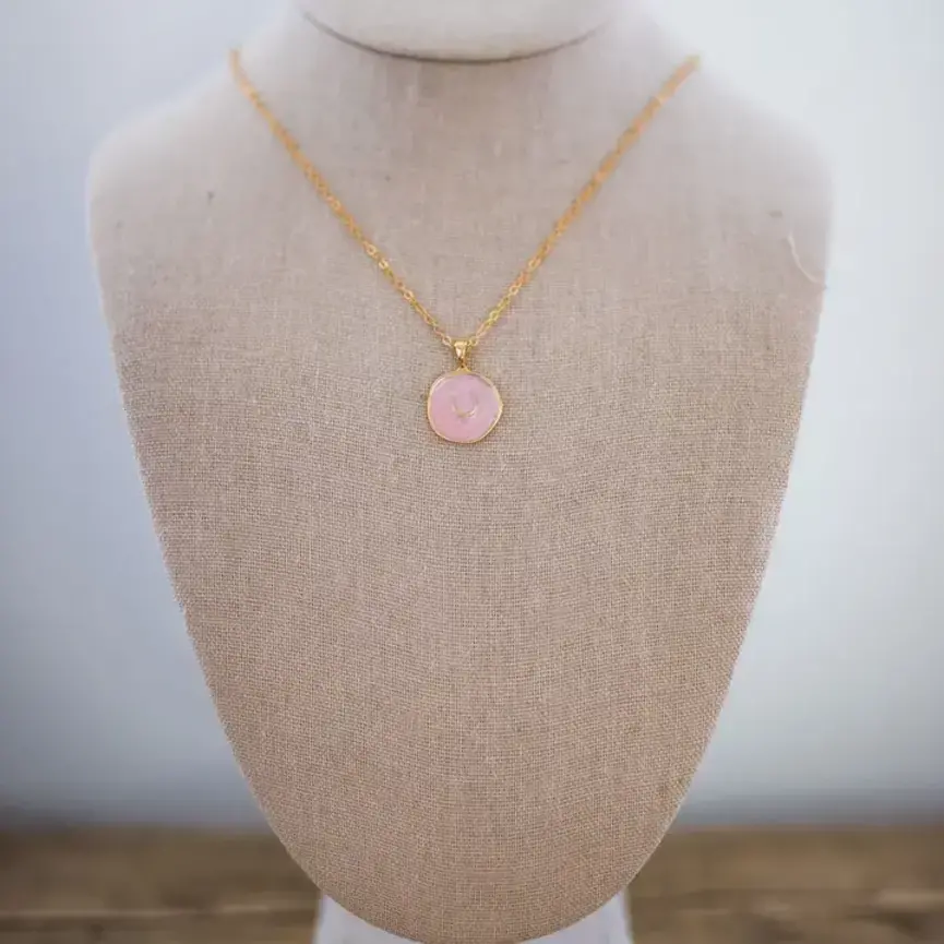 Pink Horseshoe Pendant Necklace