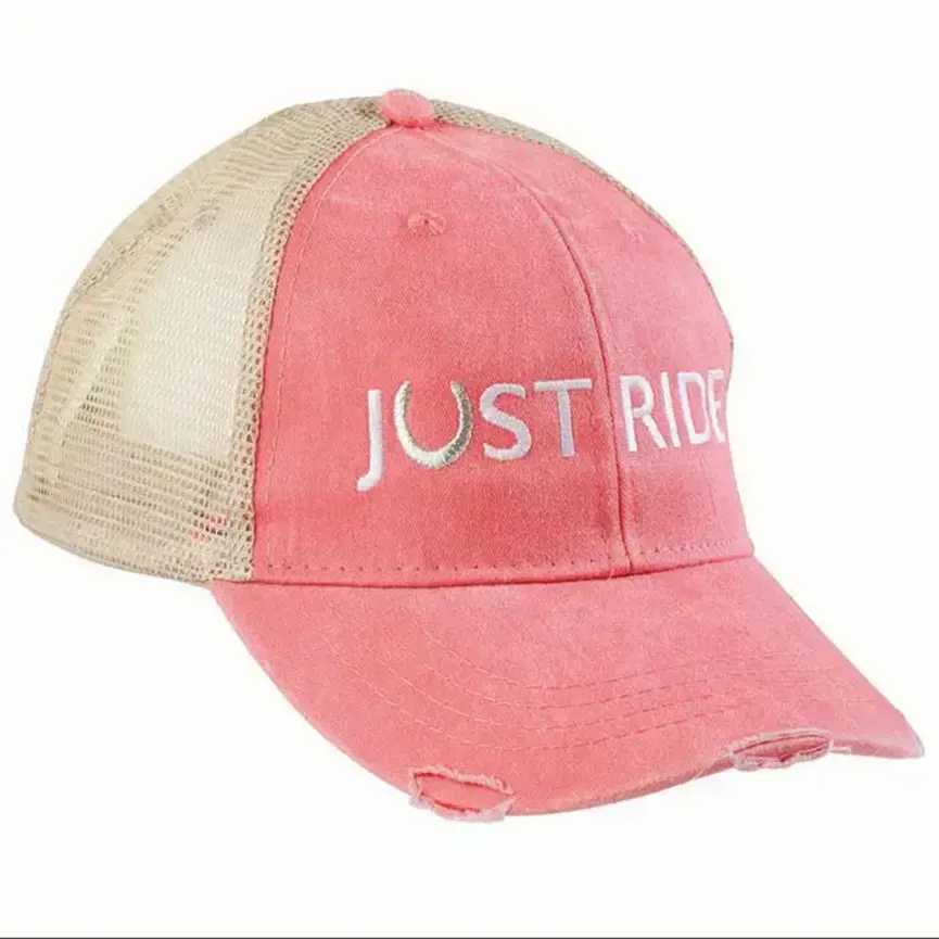 Just Ride Mesh Back Ball Cap Hat in Coral