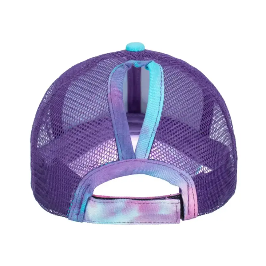 Just Ride Mesh Back Ponytail High Bun Ball Cap Hat Purple
