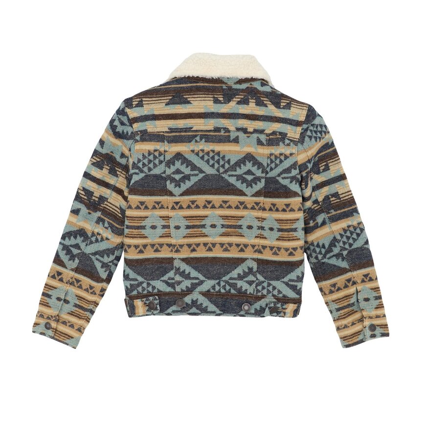 Kid's Jacquard Jacket - Sherpa Lined - Navy Waters