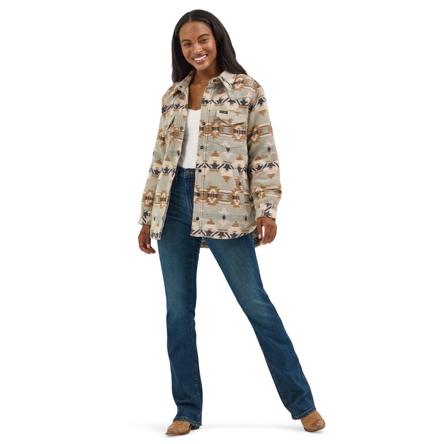 Retro Quilt Lined Jacquard Shacket - Green