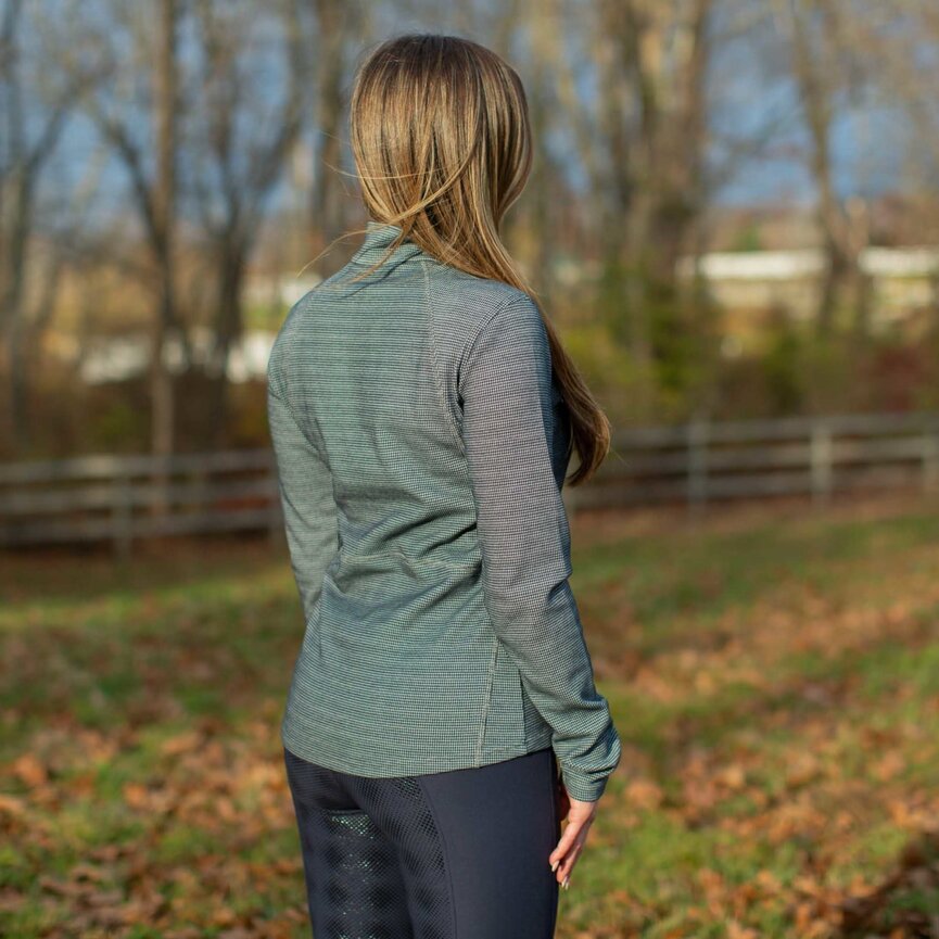 Lara Womens Houndstooth Quarter Zip - Navy/White