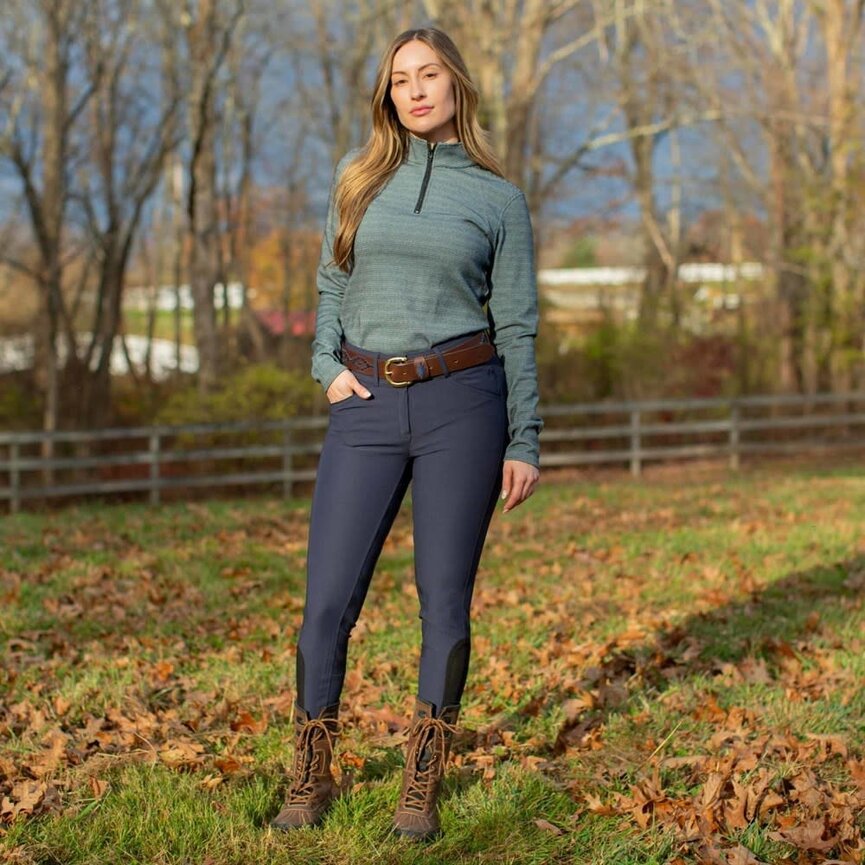 Lara Womens Houndstooth Quarter Zip - Navy/White