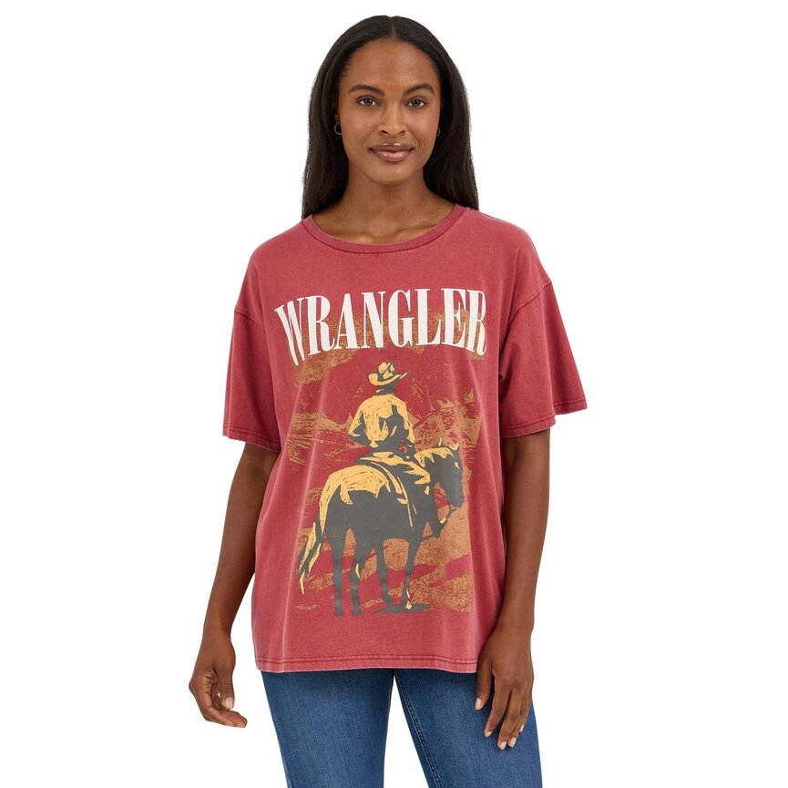Women's Retro Women's Short Sleeve Graphic T-Shirt - Oversized Fit- Sadie Burgundy