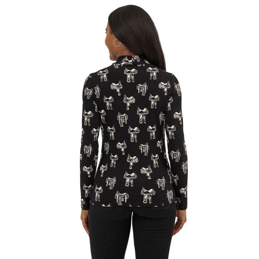 Women's Retro Punchy Mock Neck Knit - Saddle