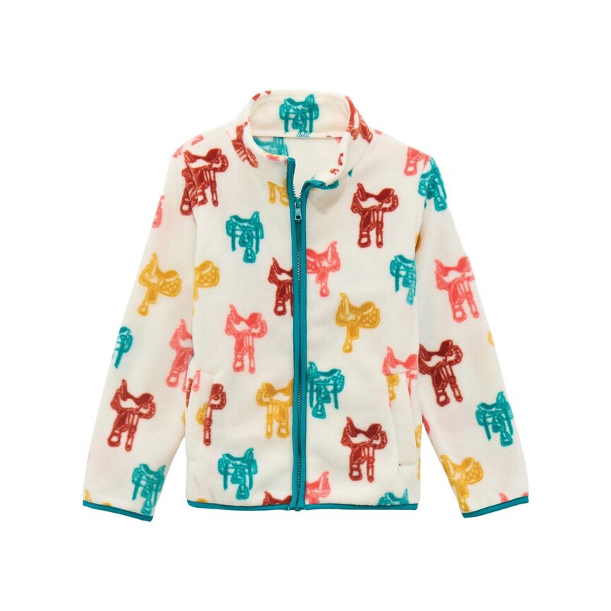 Girls Full Zip Saddle Print Fleece