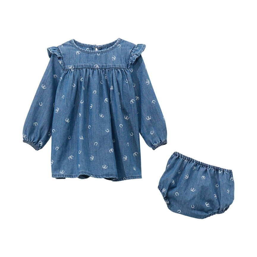Baby Girl Horse shoe Print Denim Dress