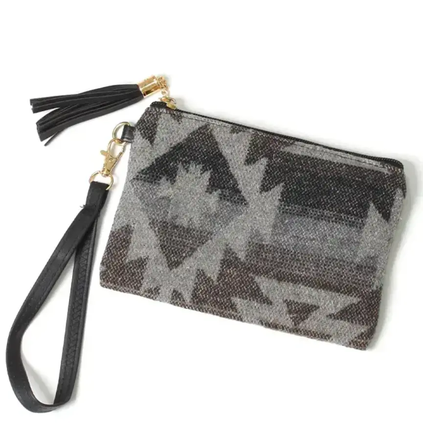 Western Print Pouch Bag with Wristlet