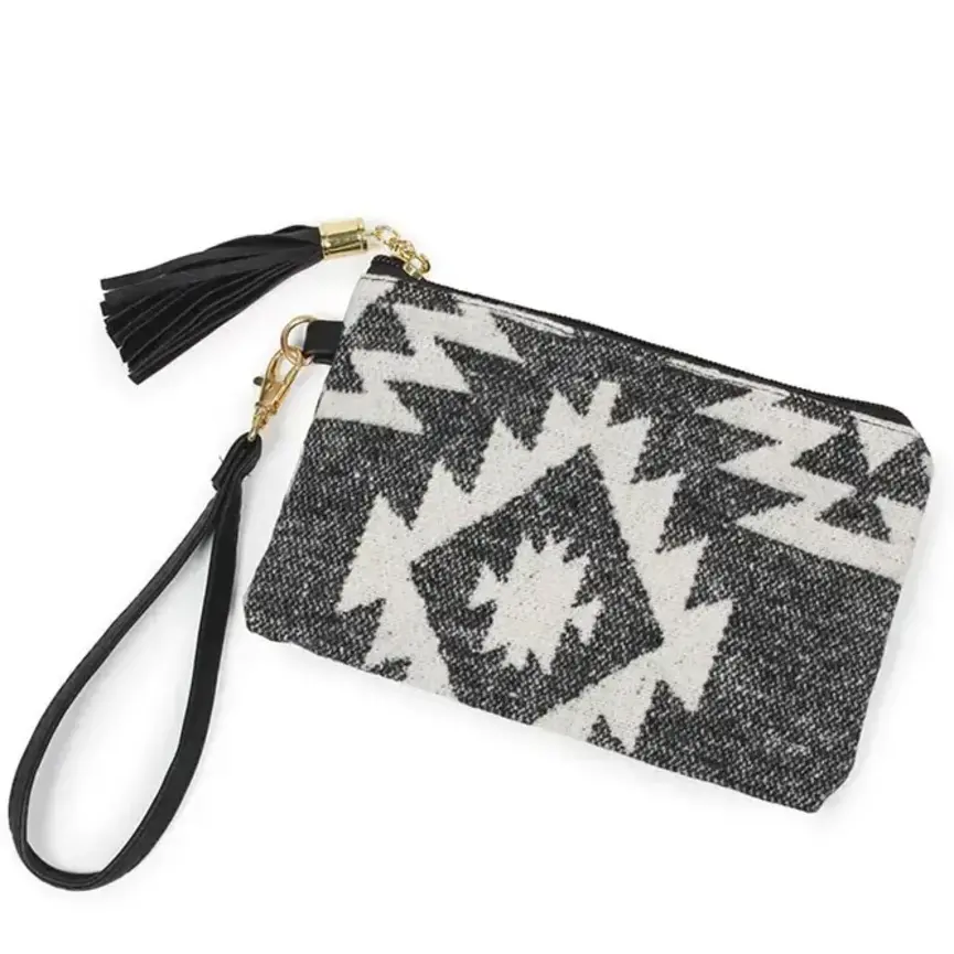 Western Print Pouch Bag with Wristlet