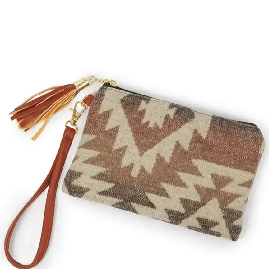 Western Print Pouch Bag with Wristlet