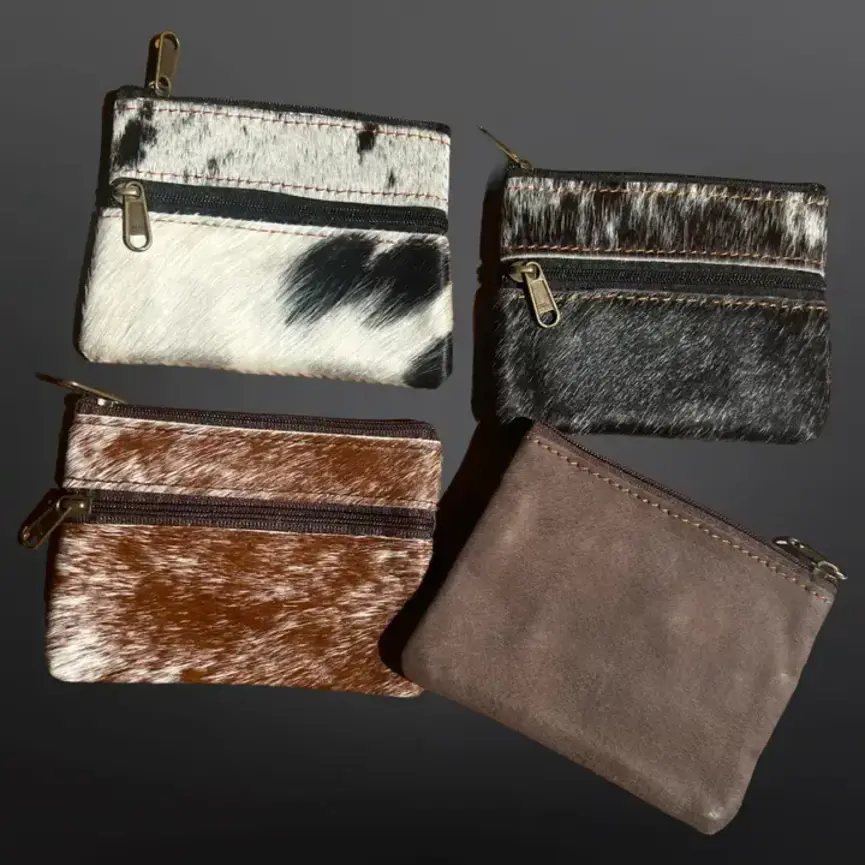 Cowhide Leather Coin Purse - 2 Pocket (Assorted)