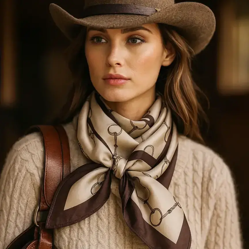 Western Equestrian Snaffle Bit Scarf 100% Silk