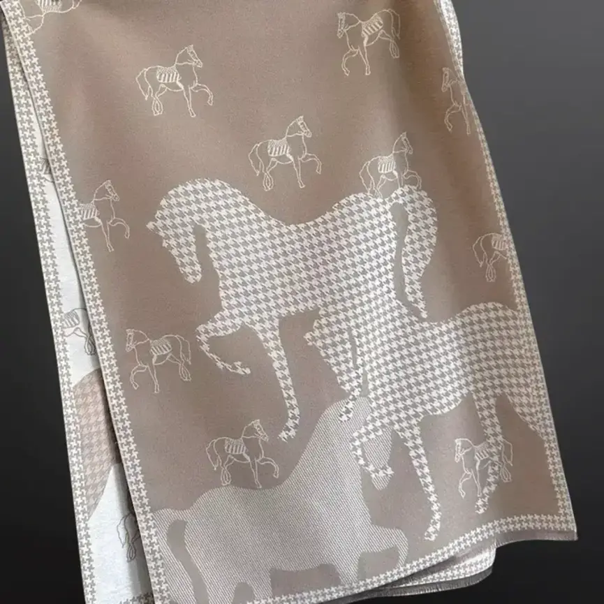 Herringbone Horse Equestrian Knit Winter Scarf