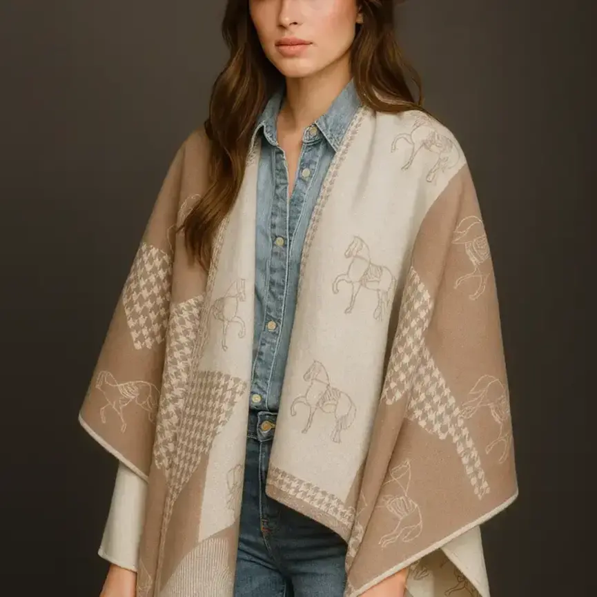 Herringbone Horse Equestrian Knit Winter Scarf