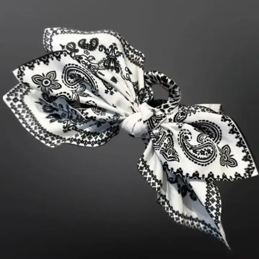 Western Paisley Claw Clip Hair Bow Bandana Print