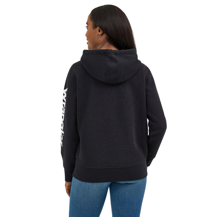 WOMENS  LOGO ARM PULLOVER HOODIE IN BLACK
