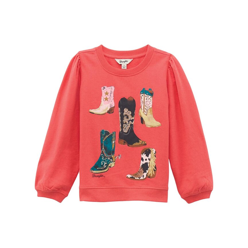 Girls Boot Sweatshirt in Pink