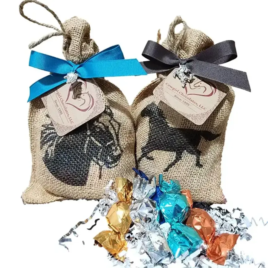 Burlap Horse Motif Truffle Bags