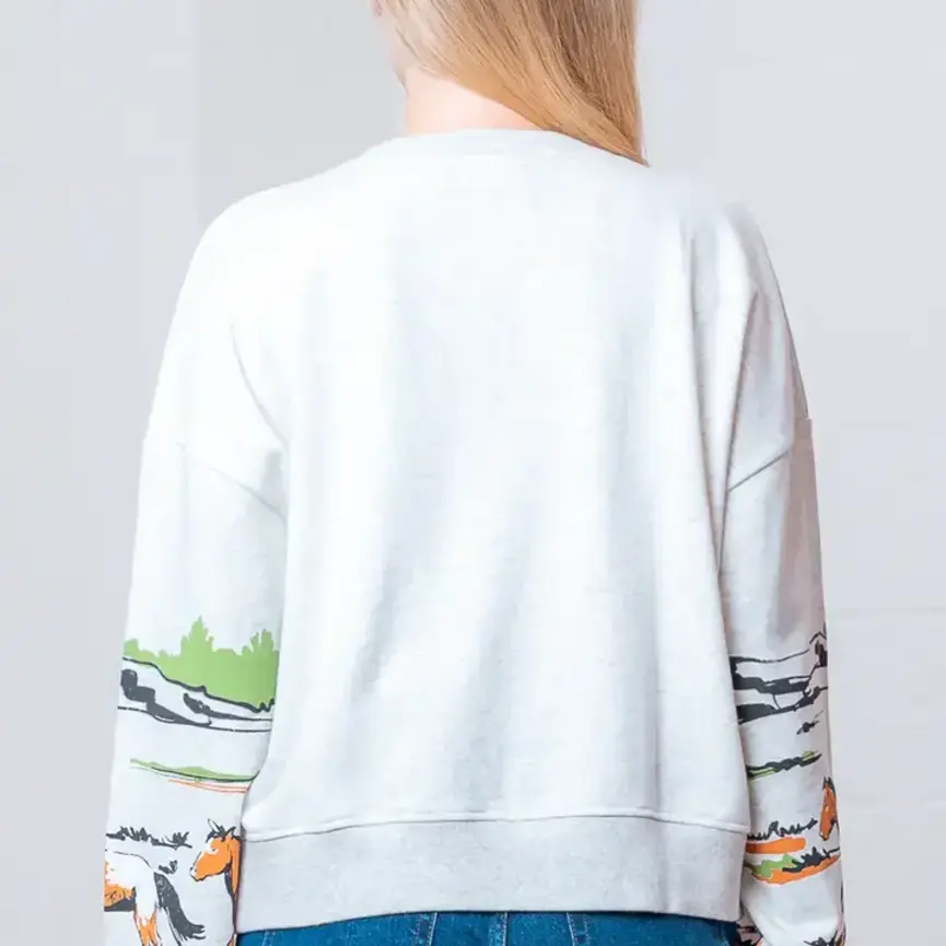 Long Sleeve Horse Print Sweater