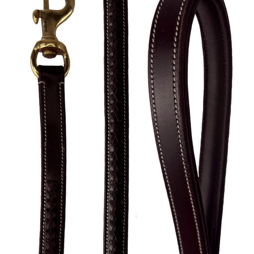 Farmer Brown Leather Dog Leash Braided Weave