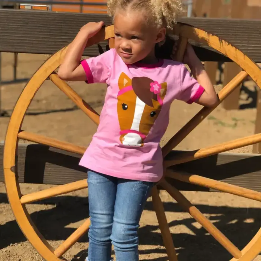 Kids Pink Horse Shirt -